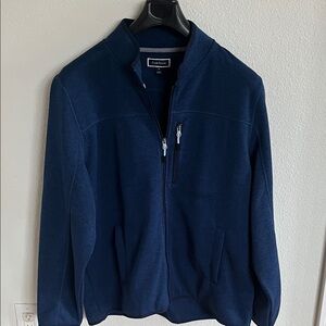Club Room Men's Navy Blue Zip-Up Fleece Sweater